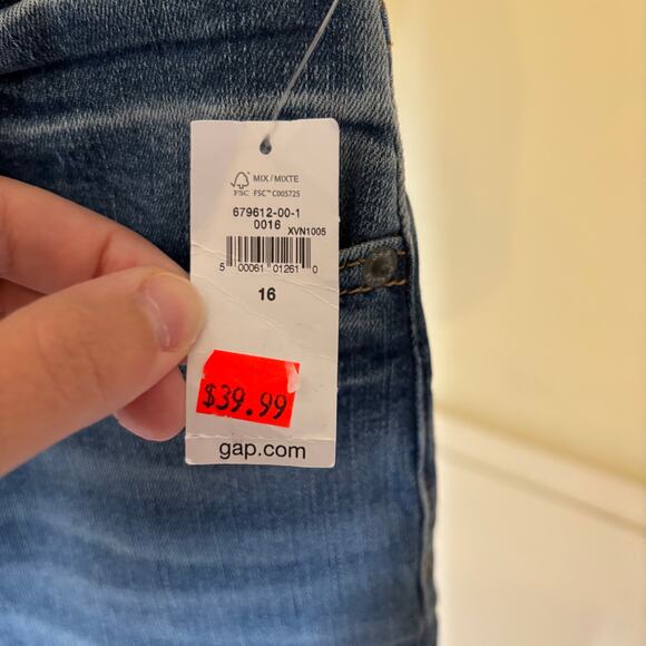 Gap Teen NWT Girls' Sky High Skinny Ankle Dark Wash Jeans Size 16 - Picture 2 of 10